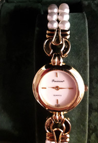 New Ladies Dress Watch-Precision Quartz- faux pearl wristband