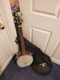 Indiana 6 String Banjo Guitar with case + new strings