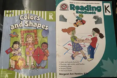 I'm offering a set of used kindergarten books, including "Colors and Shapes" and "Reading Readiness,...