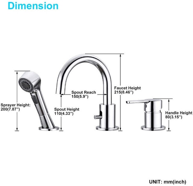 Crea Bathtub Faucet, Tub Faucet Set with Pull Out Shower Head W