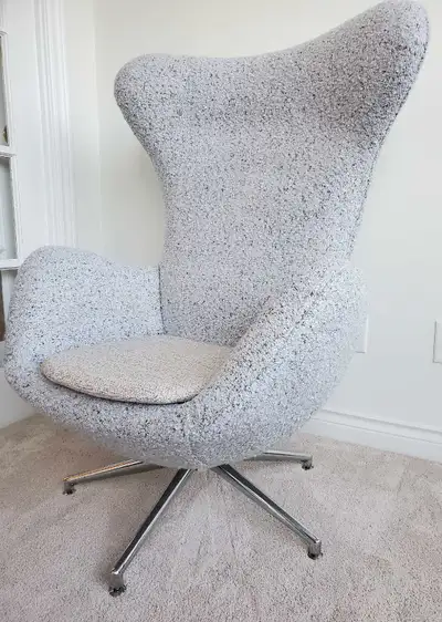 Grey Boucle Swivel Egg Chair, View more