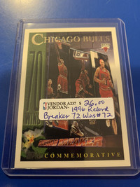 Michael Jordan NBA 1996 Record Breaker 72 Wins #72 Showcase 267