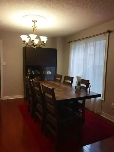 Leon's Solid Wood Dining Table with 6 Leather-Seat Chairs, View more