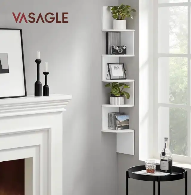 VASAGLE 5-Tier Wall-Mounted Corner Shelf in Bookcases & Shelving Units in Oshawa / Durham Region - Image 3