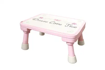 Pink “Dreams Come True” Wooden Step Stool / Child’s Foot Stool, View more