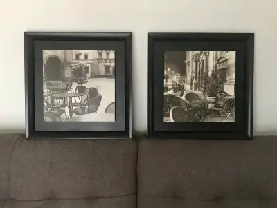 FRENCH BISTRO ART SET, Sepia Colour, 22” Square, LIKE NEW!, View more