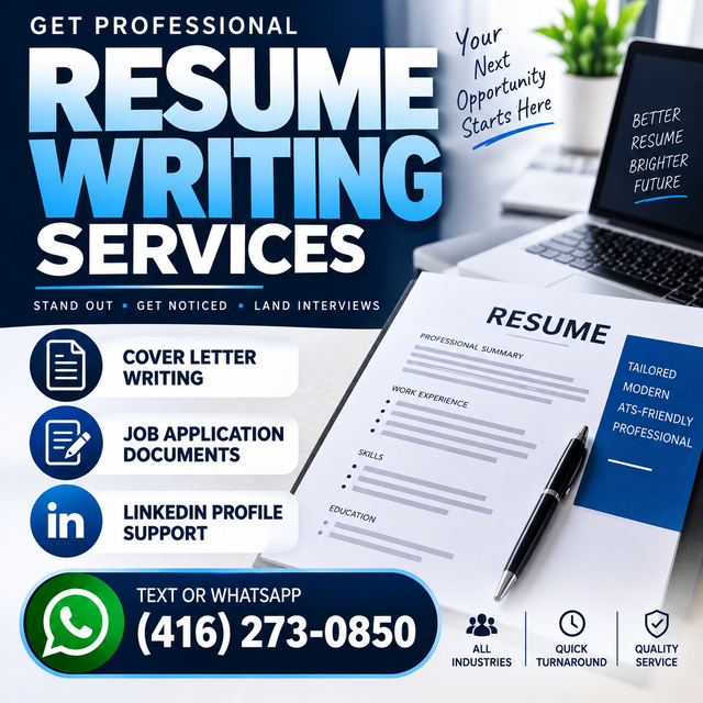 GET RESUME WRITING, COVER LETTER APPLICATIONS DOCS (416)273-0850