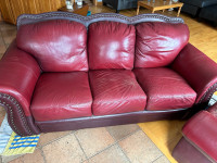 Red Leather Couch and Chair Enfield