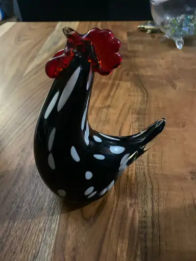 murano style art glass chicken figurine, View more