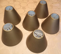 Six Antiqued Bronze Metal Clip-On Bell Chandelier Lampshades