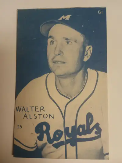 Half price! 1953 Canadian Exhibits oversized card, Walter Alston, View more