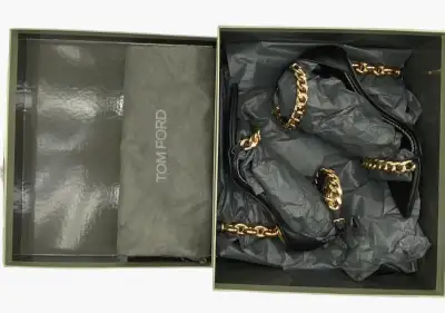 save $2000>NEW  Tom Ford Chain Ankle-Strap Sculptural-Heel Shoes, View more