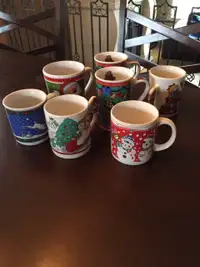 7 tasses de Noel, motifs variés