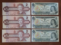 1973 & 1986 Vintage Canada Scene & Bird Series Banknotes