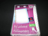 5 packages of 5.5" x 8.5" Pre-Printed dividers plus  - $5 lot