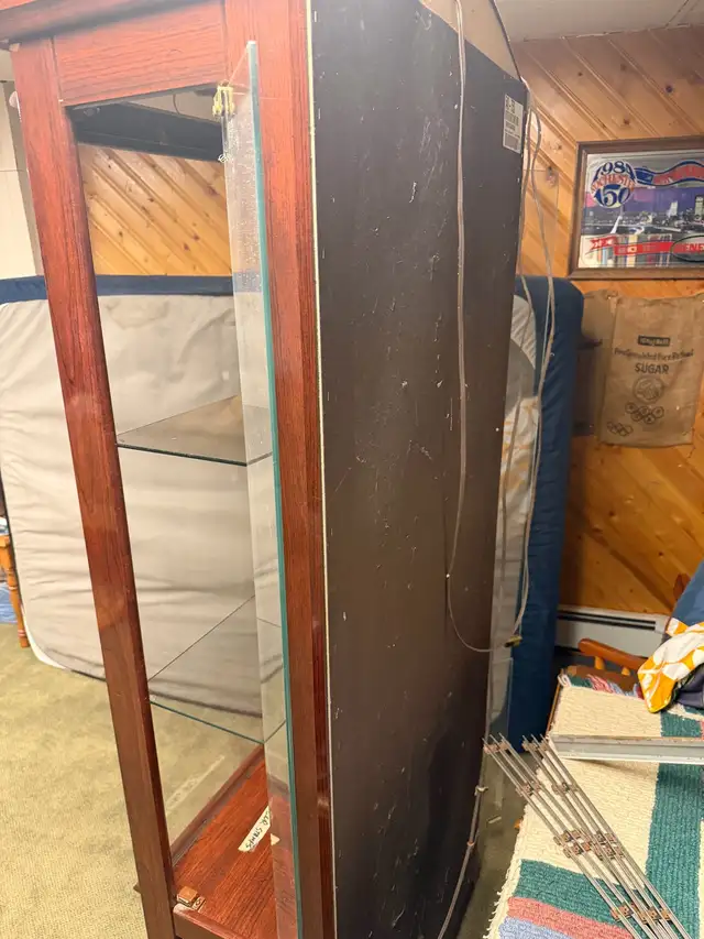 Glass Display / Curio Cabinet – Tall Wood Cabinet with Lighting in Hutches & Display Cabinets in Kingston - Image 5