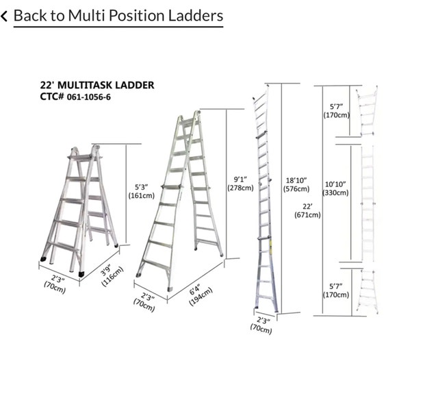 Mastercraft Grade 1A Aluminum MultiTask Ladder, 21ft, 300lb