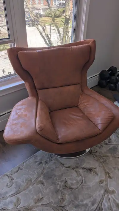 Modern Dark Orange Swivel Accent Chair with Side Table, View more