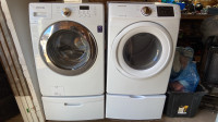 Samsung front load washer & dryer w/ pedestals 
