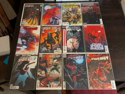 12 Spiderman Marvel comics, no duplicates, mint, boarded Pickup in Valley Ridge NW Please set up a d...