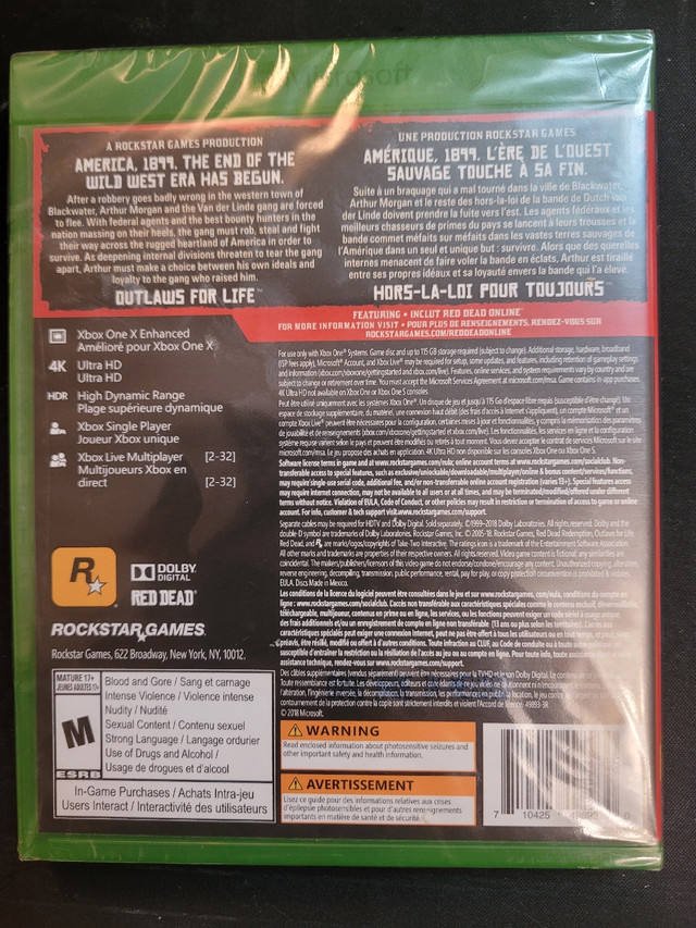 **NEW** Red Dead Redemption 2 for Xbox One in XBOX One in Winnipeg