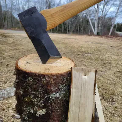 Almost new! I used it for the wood stove for a very little time and then got a heat pump. This axe i...