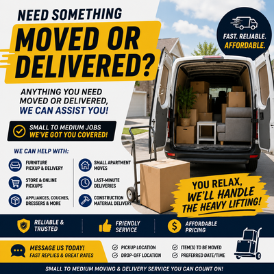 Need something picked up or delivered? We got you covered! , View more