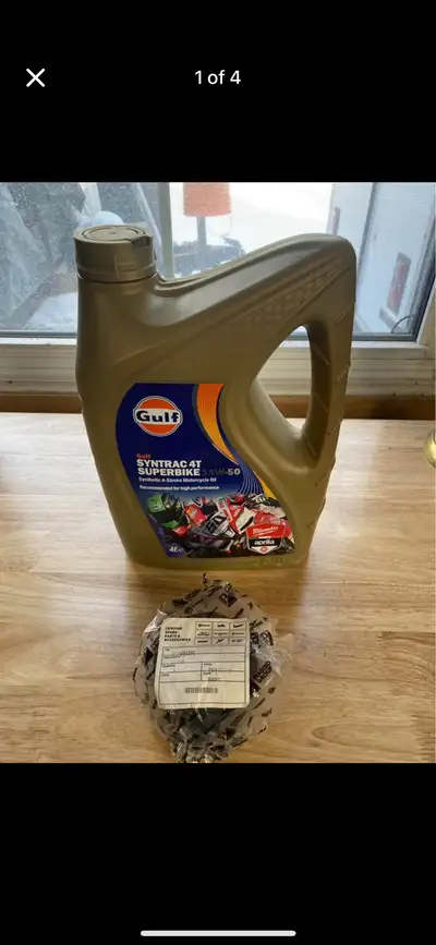 Brand New Sealed Aprilia Oil & Filter 4 Litres Gulf Syntrac 4T 15W-50 (best synthetic oil you can bu...