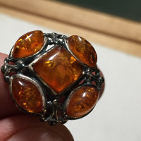 Nice Ring Sterling Silver Amber Size 6