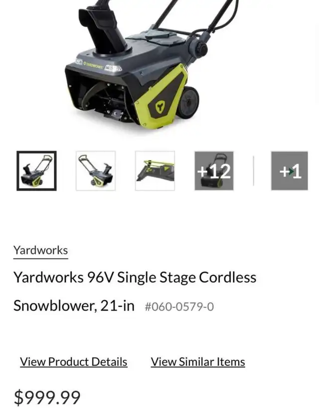Yardworks 21-inch cordless snowblower in excellent condition in Snowblowers in Barrie - Image 3
