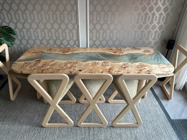 New Dining Table - Solid Mappa Burl with Misty Flora River in Dining Tables & Sets in Mississauga / Peel Region - Image 2
