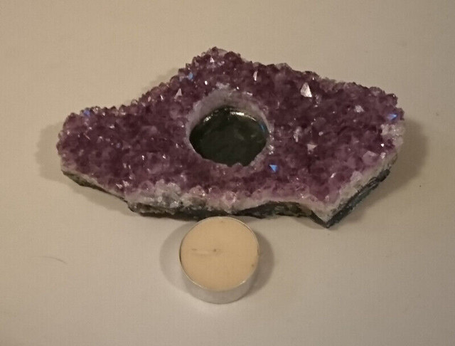 Amethyst Crystal Cluster Large Piece Candle Holder in Arts & Collectibles in Oshawa / Durham Region - Image 3