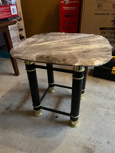 SIDE TABLE WITH GLASS TOP, $25!, View more