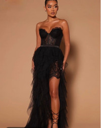Black corset prom dress