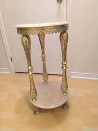 Vintage Round Marble 2 tier Side table/End table