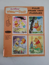 Winnie the Pooh 1964 Vintage 4 Frame Tray 8X10 Puzzles & Box