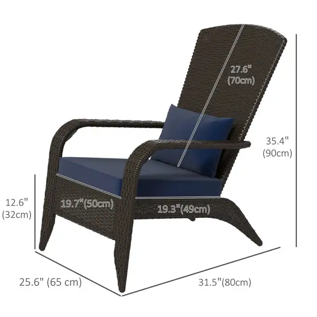 Patio Wicker Adirondack Chair, Outdoor Rattan Muskoka Chair with in Patio & Garden Furniture in Markham / York Region - Image 3