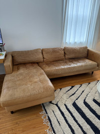Article Sven sectional Real Caramel Leather 