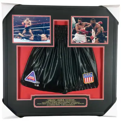 Mike Tyson Autographed boxing trunks Boxing memorabilia at its finest Autograph authenticated by Bec...