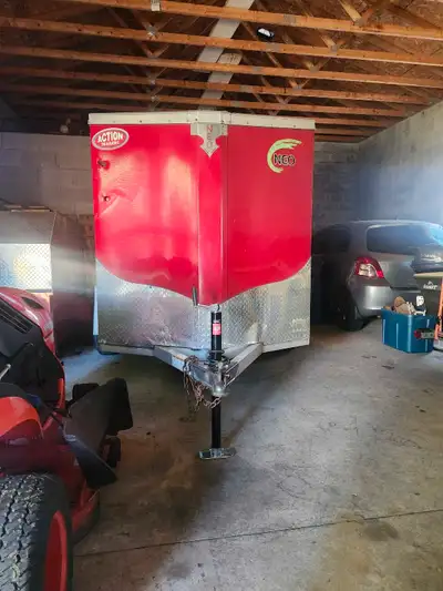 Aluminum Enclosed Utility Trailer 5x8 plus V Nose. 2021. Side door, barn doors at the back, ties dow...