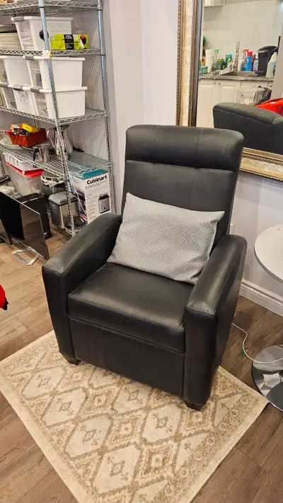 Modern black leather Concordian Chesterfield Chair - REDUCED, View more