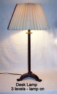 Vintage, desk/table/counter, unique black metal lamp, tri-light