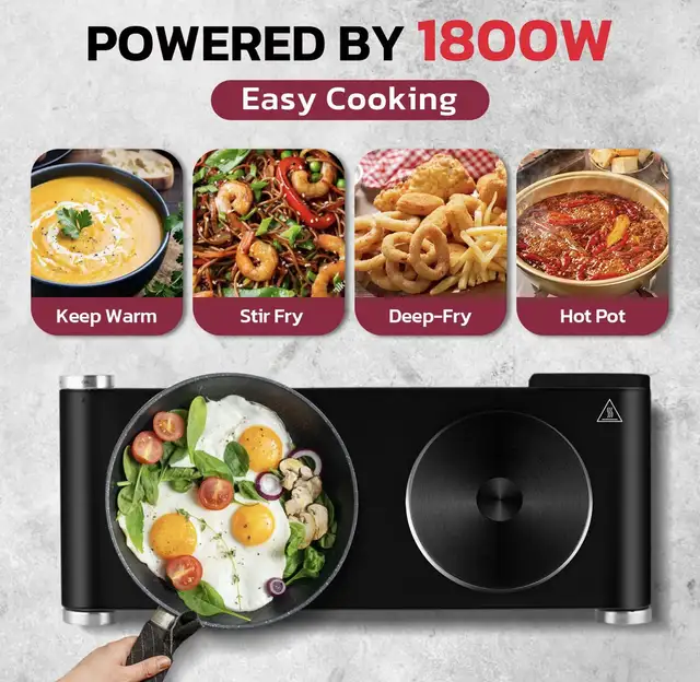 1800W Stainless Steel Electric Hot Plate Double Burner  in Stoves, Ovens & Ranges in Markham / York Region - Image 5