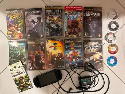 PSP 2001 with 4GB Memory, Charger, Games but no Battery Lot $220, View more