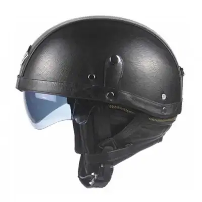 This new Zengen KCO-original motorcycle helmet, size small, features a stylish black leather finish...