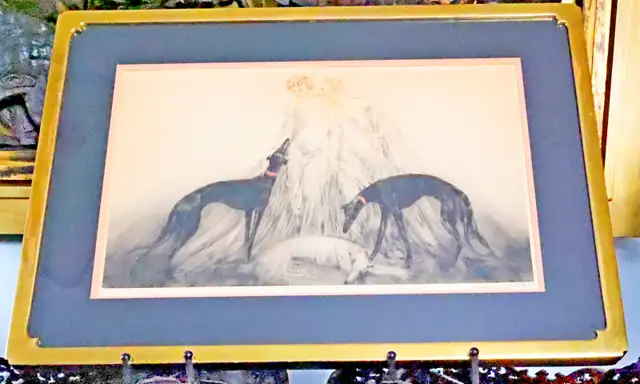 1930 Louis Icart 34.5" X  25" Print c/w Orig Gold Bakelite Frame in Arts & Collectibles in City of Halifax - Image 2