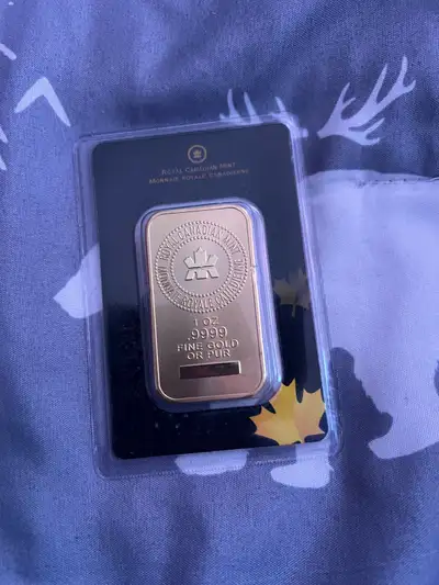 Selling a 1 oz .9999 pure gold bar from the Royal Canadian Mint., View more