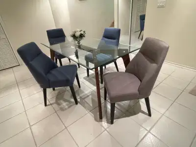 NEW GLASS TABLE AND 4 CHAIRS , View more