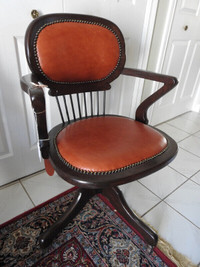 vintage swivel office chairs, restored, new leather seats