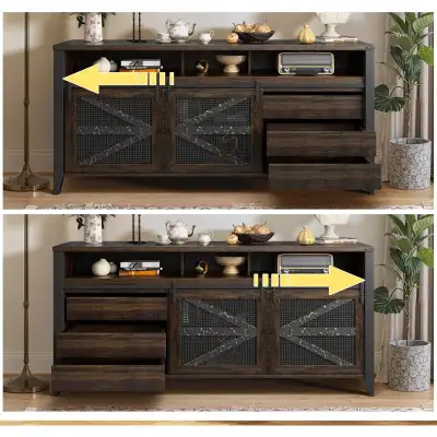 VFK series:  70" large and tall farmhouse TV stand, View more